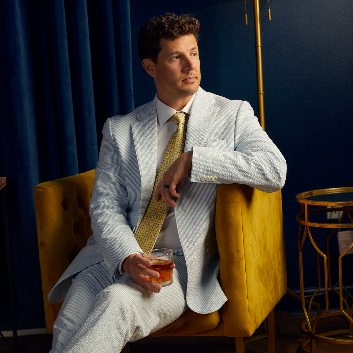 Premium Comfort Cotton Slim Blue Seersucker Suit | Slim Fit | The  FerrecciUSA– D Williams Suits